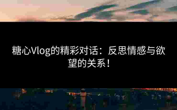 糖心Vlog的精彩对话：反思情感与欲望的关系！